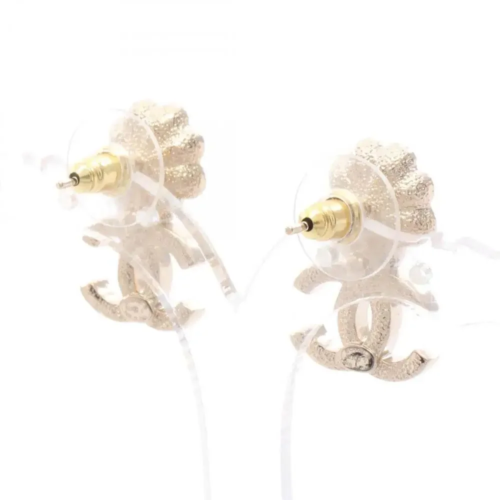 Chanel Cc Logo Flower Earrings Metal #266432C13B